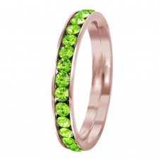 Rose Gold Stainless Steel August Peridot Birthstone Stackable Eternity Ring